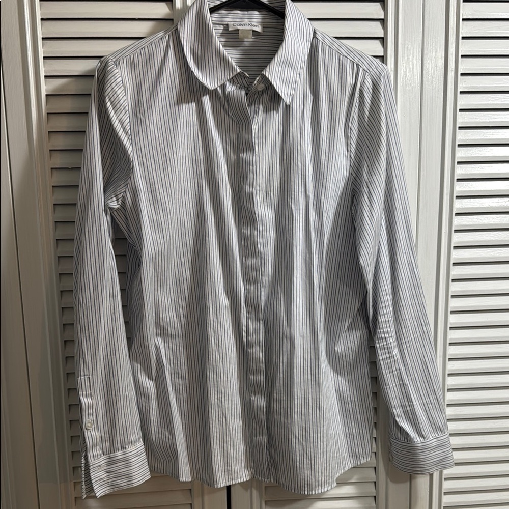 Calvin Klein women’s striped dress shirt